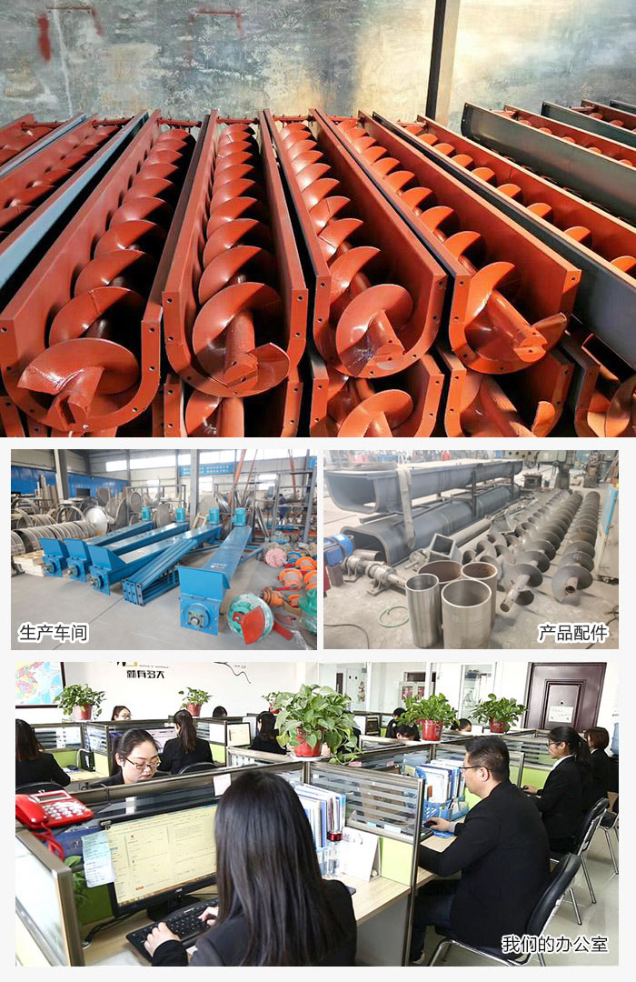 絞龍螺旋輸送機(jī)產(chǎn)品，廠區(qū)，以及辦公場(chǎng)地展示圖。